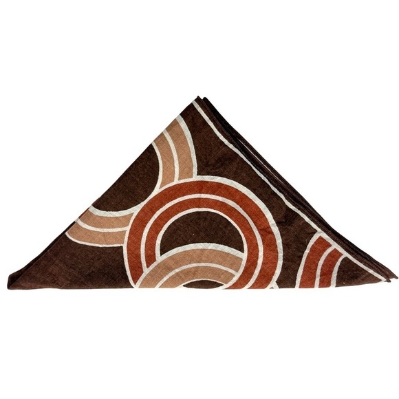Vtg Geometric Circles Scarf Square 17x17 inch Brown - Picture 5 of 12